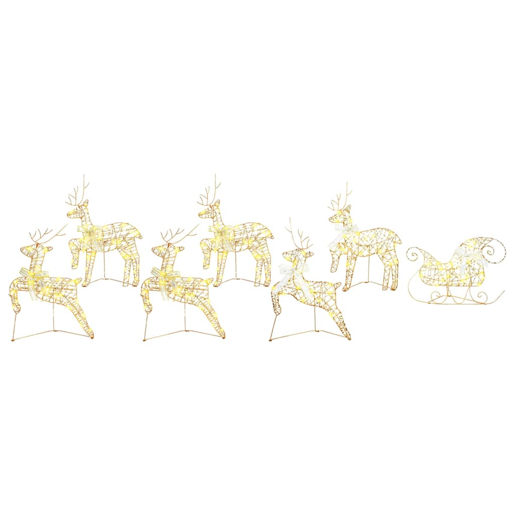 LED Rensdyr 7 stk. 40 LED'er Guld 44 x 18 x 65,5 cm PET