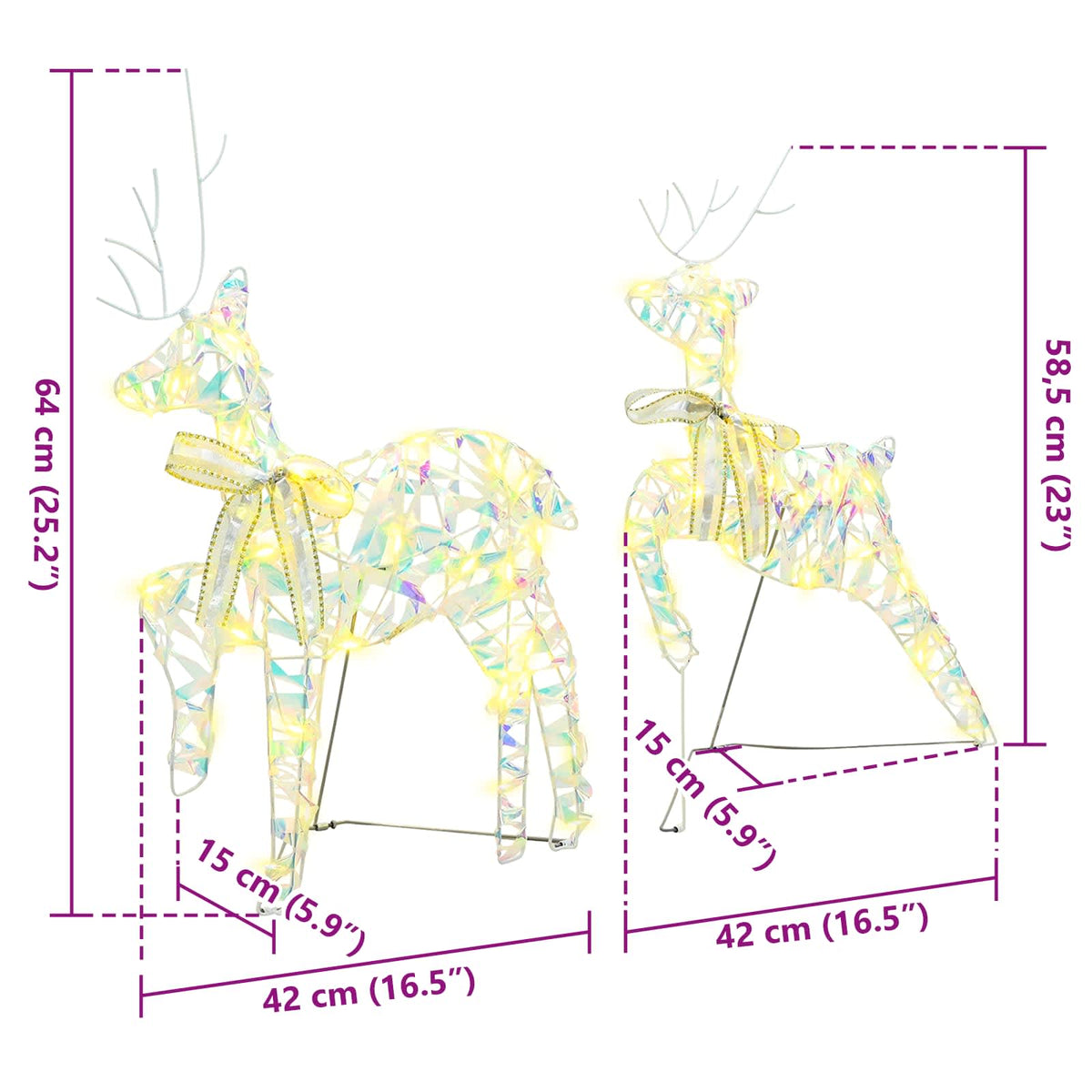 LED Rensdyr 5 stk. 40 LED'er Multifarvet 42 x 15 x 64 cm PET