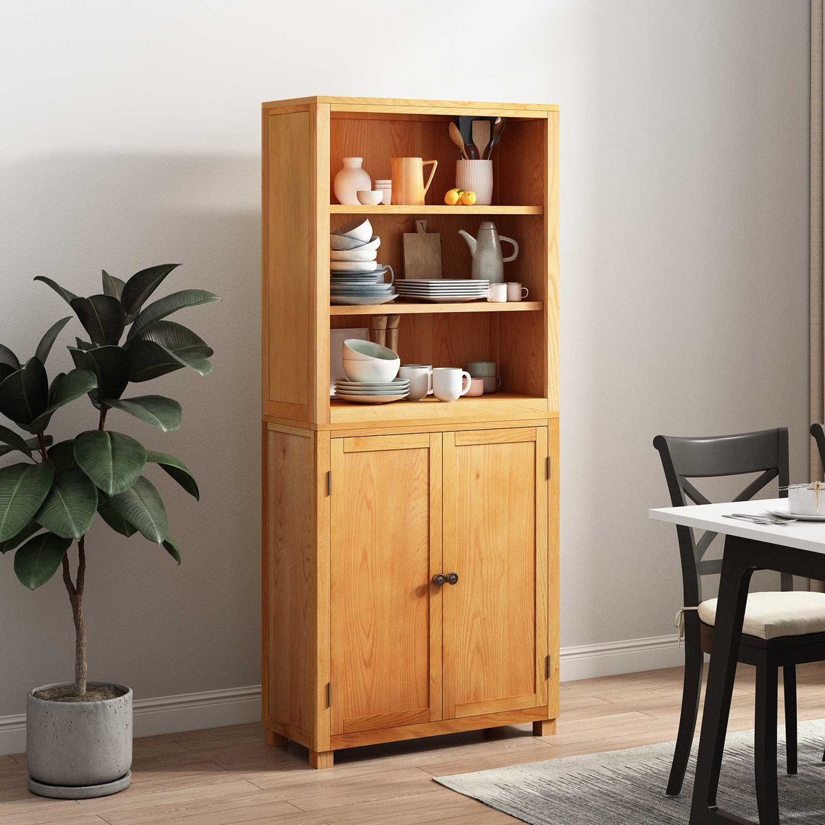 Opbevaringsmøbel Sæt 2 stk. Naturfarvet 80 x 35 x 185 cm
