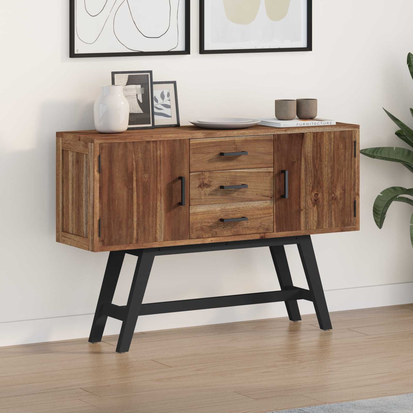 TV-bord 110 x 30 x 75 cm Naturfarvet Massiv Teaktræ
