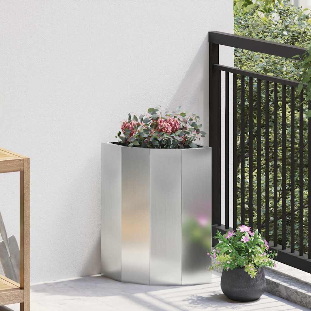 Hjørne Plantekasse Sølv 30 x 30 x 50 cm Galvaniseret stål