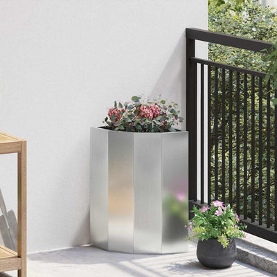 Hjørne Plantekasse Sølv 30 x 30 x 50 cm Galvaniseret stål