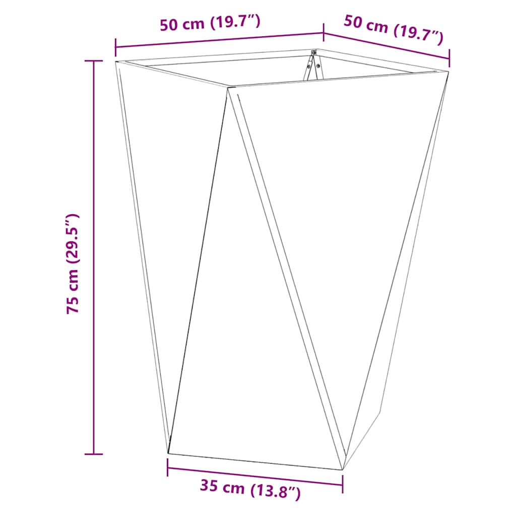 Plantekasse Sølv 50 x 50 x 75 cm Galvaniseret stål