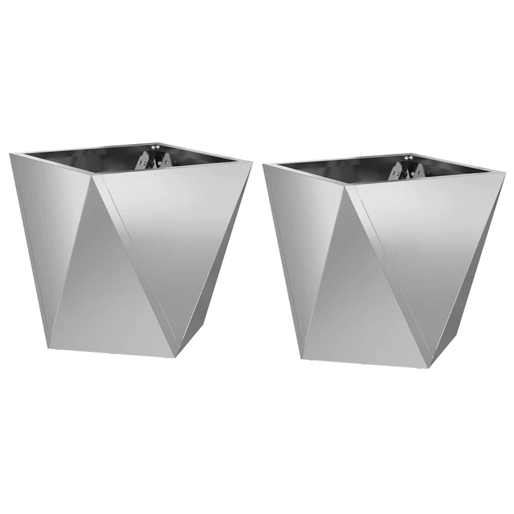 Plantekasse 2 stk. Sølv 30 x 30 x 30 cm Galvaniseret stål