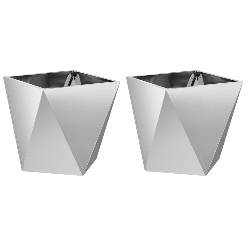 Plantekasse 2 stk. Sølv 40 x 40 x 40 cm Galvaniseret stål