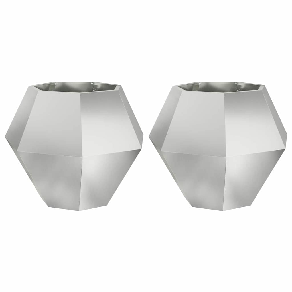 Plantekasse 2 stk. Sølv 75 x 75 x 60 cm Galvaniseret stål
