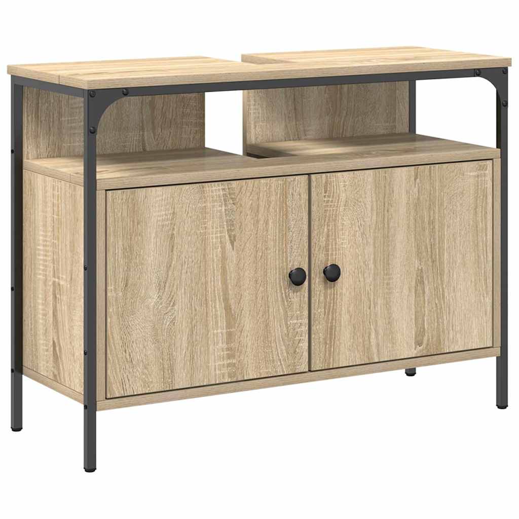 Badeværelsesmøbel sæt 4 stk. Sonoma eg 33 x 33 x 185,5 cm