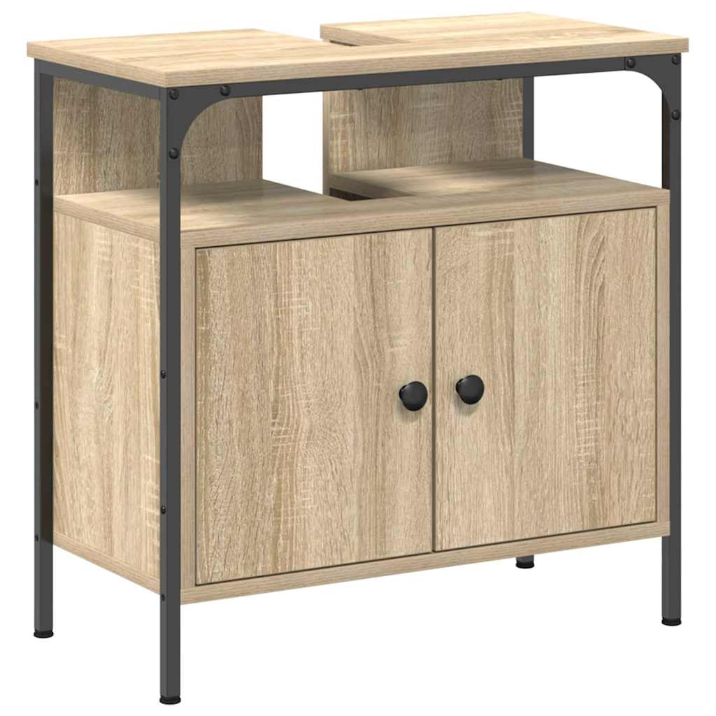 Badeværelsesmøbel sæt 4 stk. Sonoma eg 33 x 33 x 185,5 cm