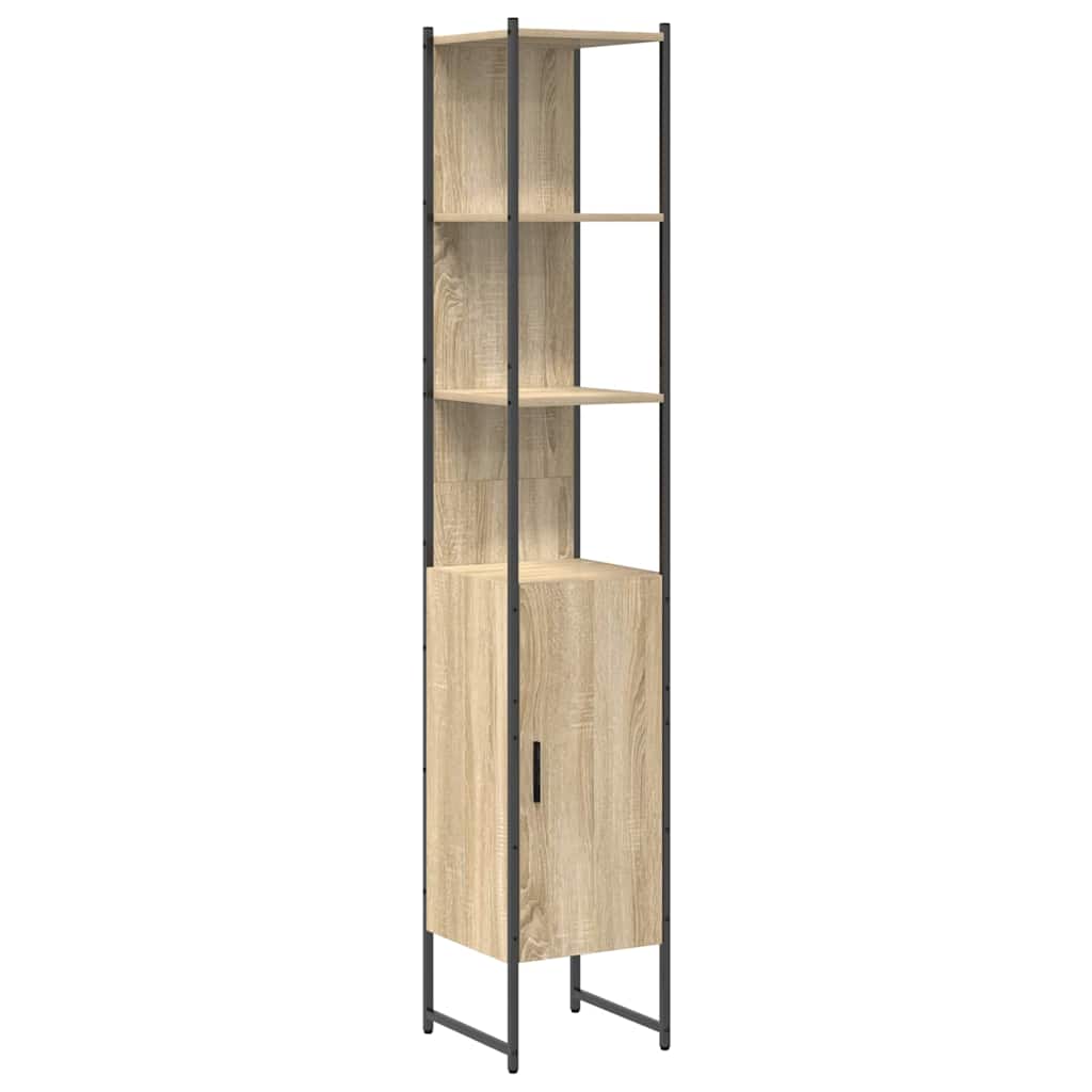 Badeværelsesmøbel sæt 4 stk. Sonoma eg 33 x 33 x 185,5 cm