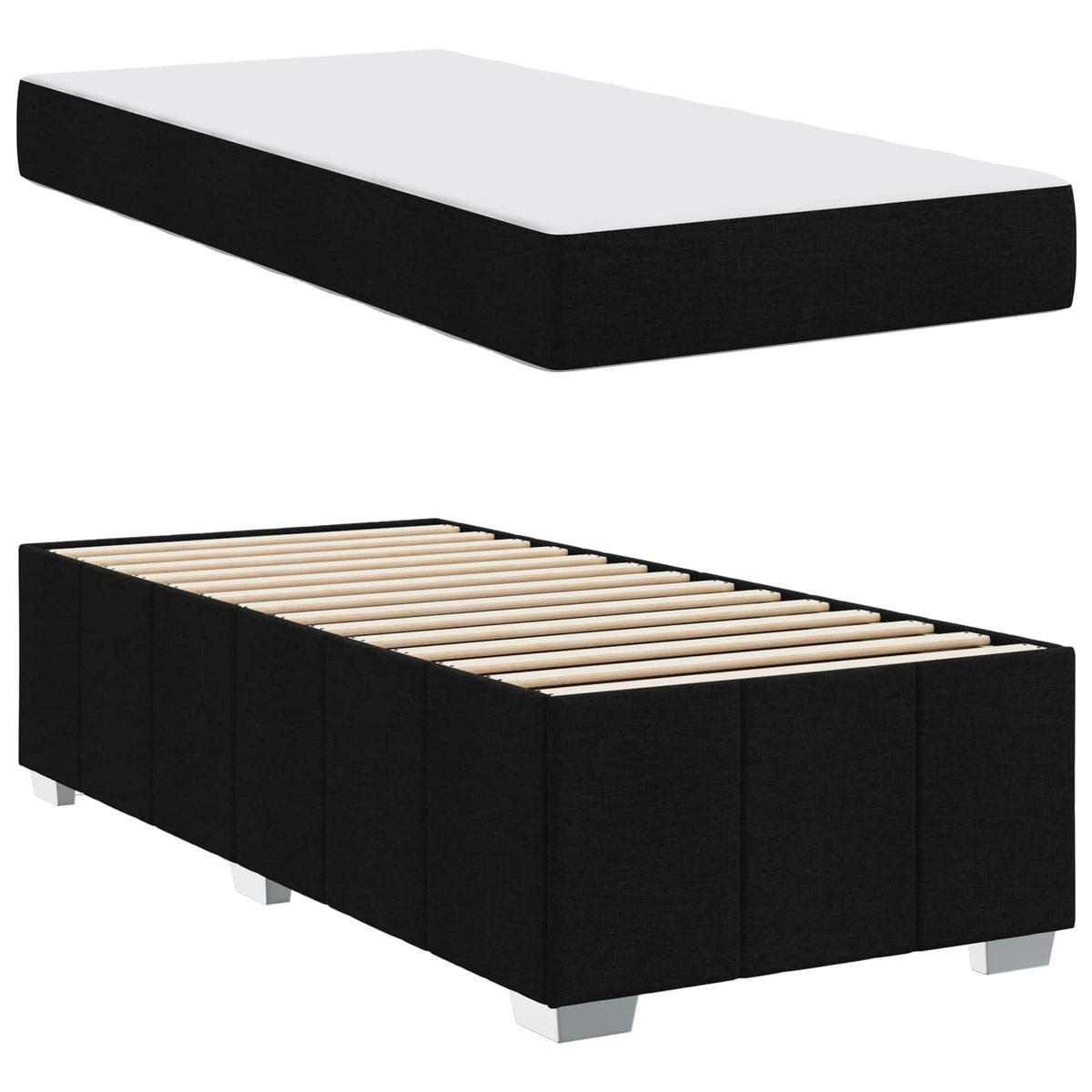 Sengestel med madras Sort 90 x 200 cm Stof
