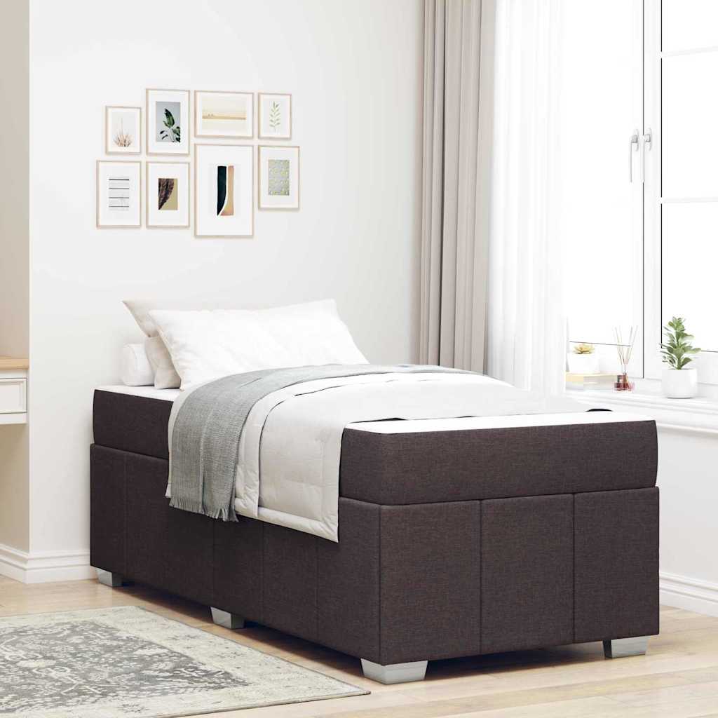Sengestel med madras Mørk Brun 90 x 200 cm Stof
