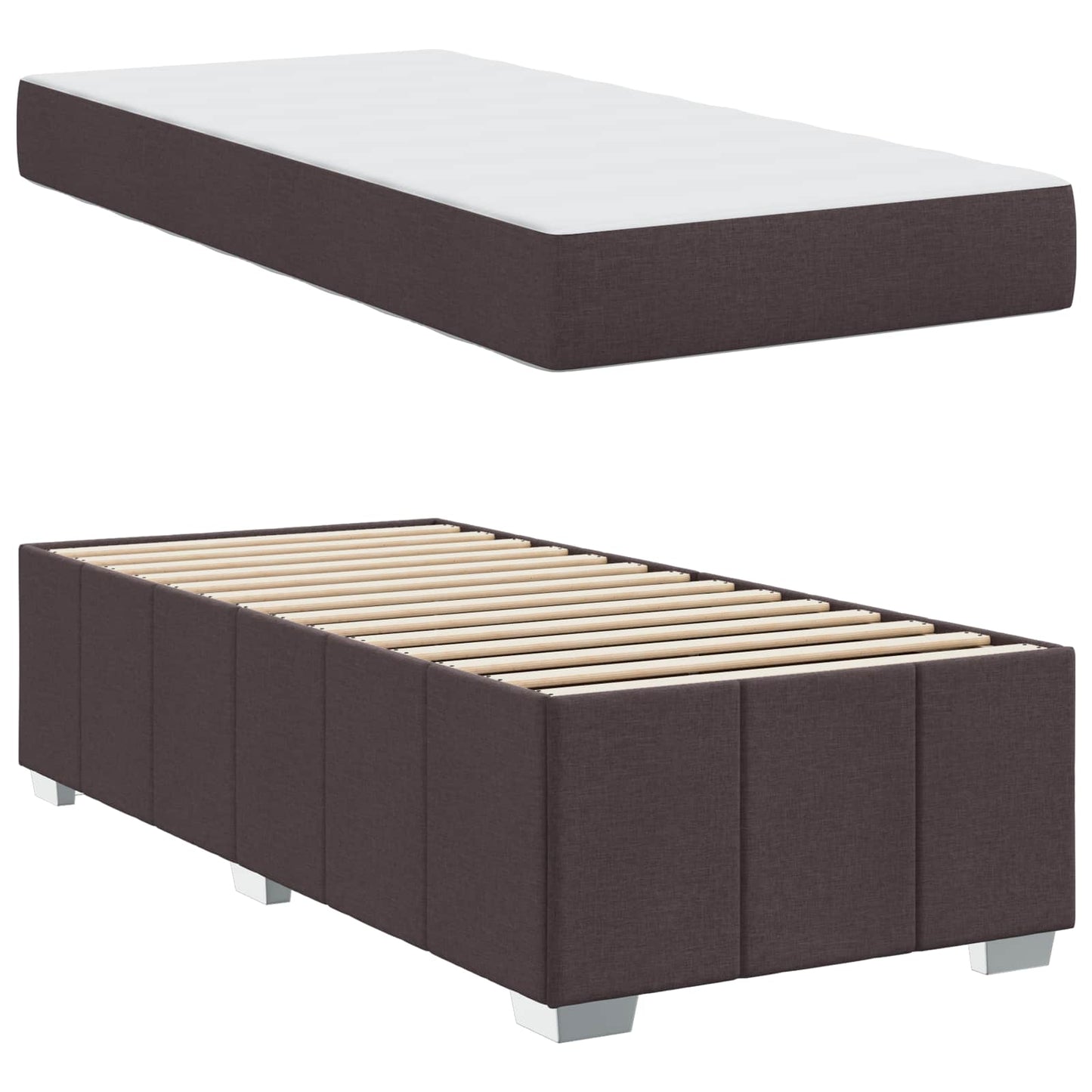 Sengestel med madras Mørk Brun 100 x 200 cm Stof