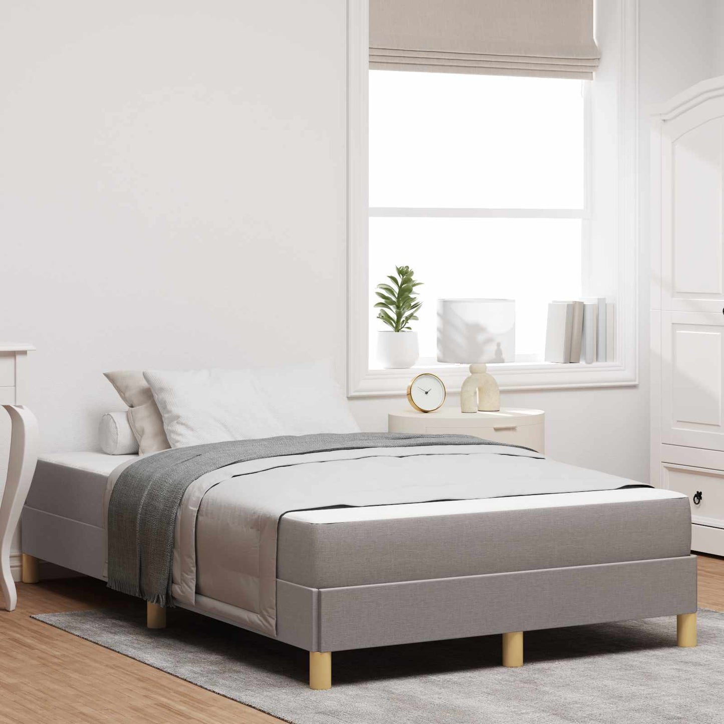 Box spring seng Gråbrun 120 x 200 cm Stof