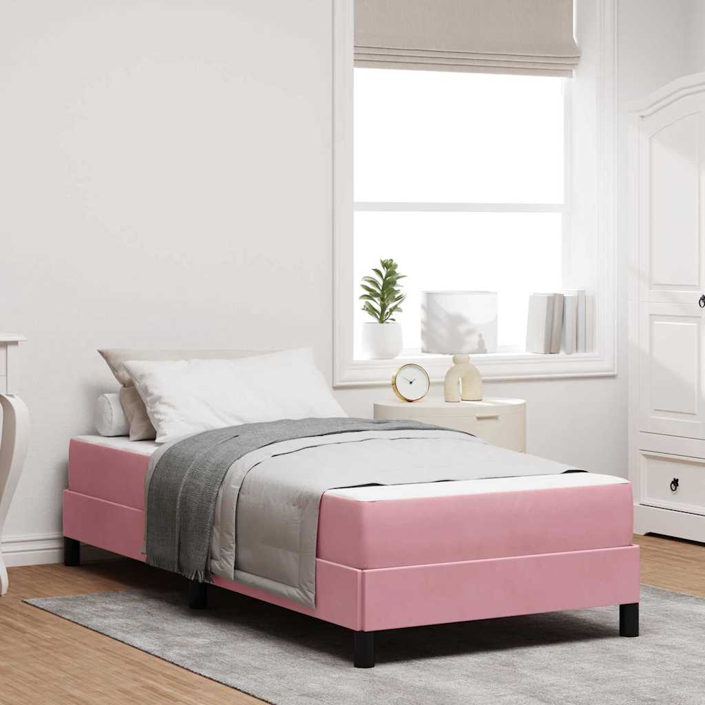 Box spring seng med madras Lyserød 80 x 210 cm Stof