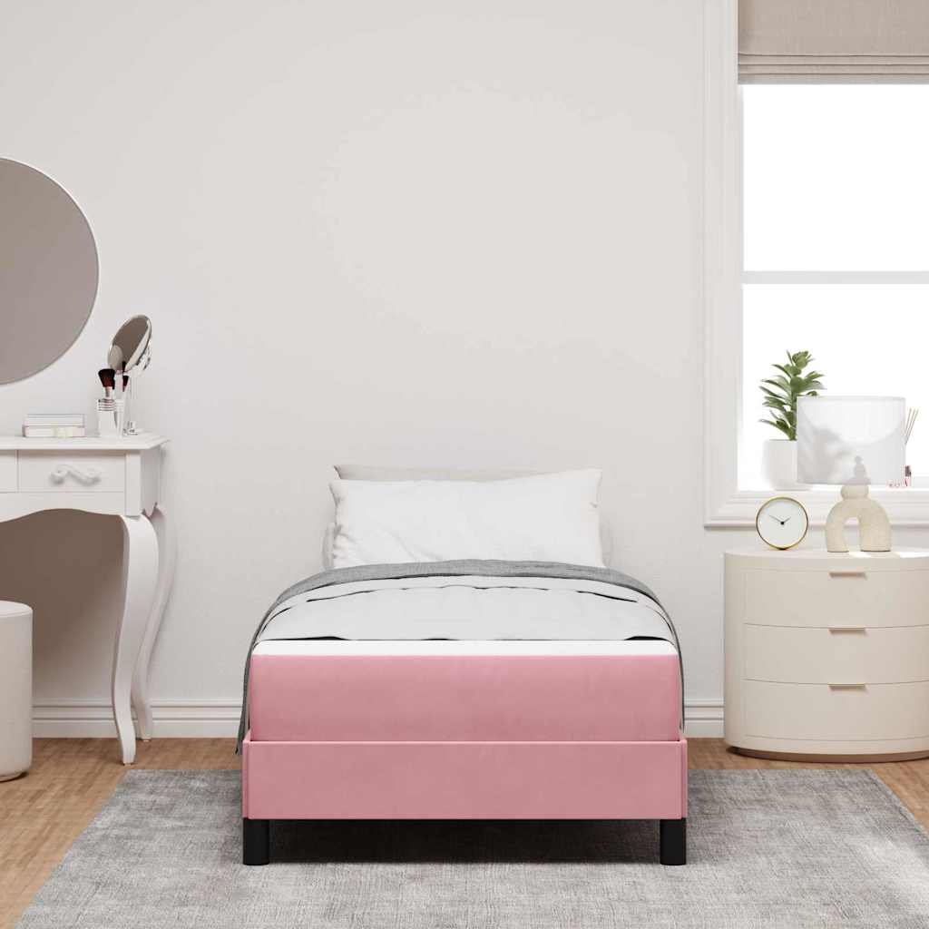 Box spring seng med madras Lyserød 80 x 210 cm Stof