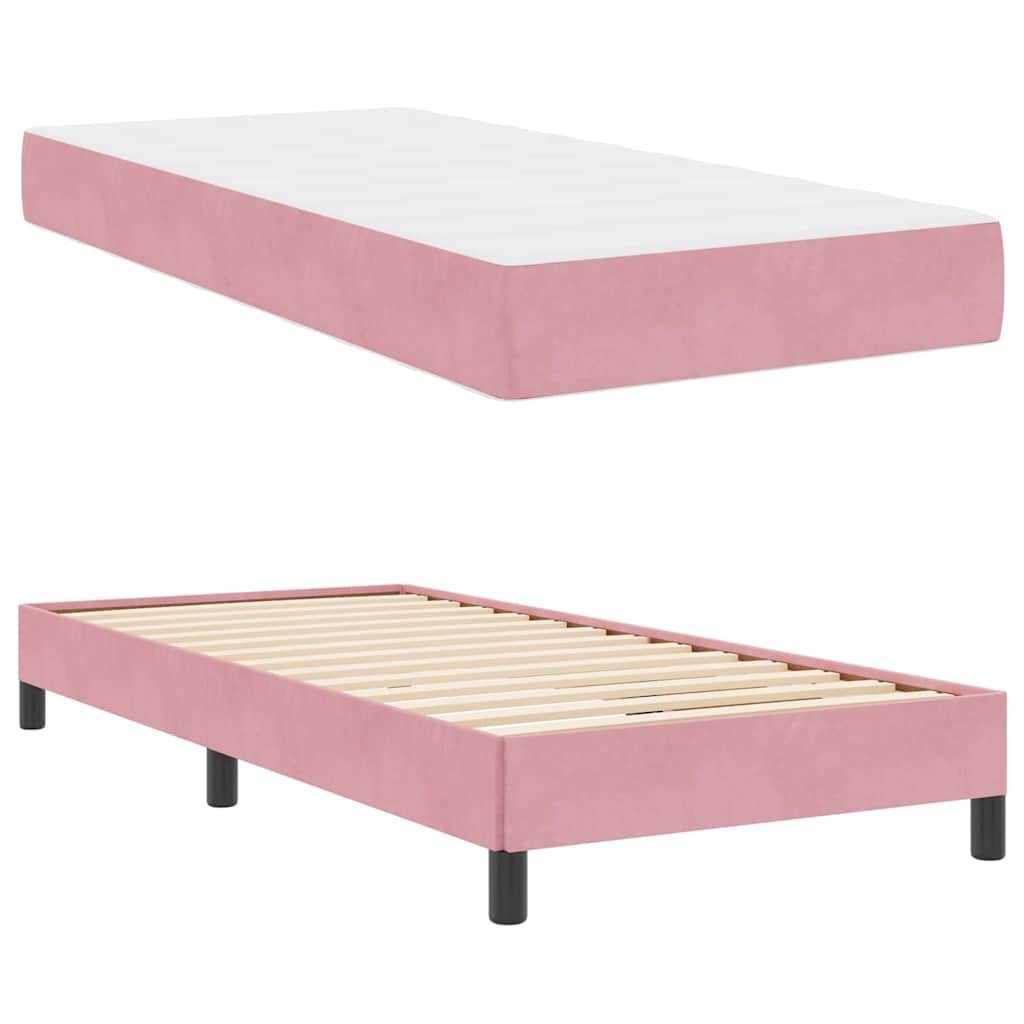 Box spring seng med madras Lyserød 80 x 210 cm Stof