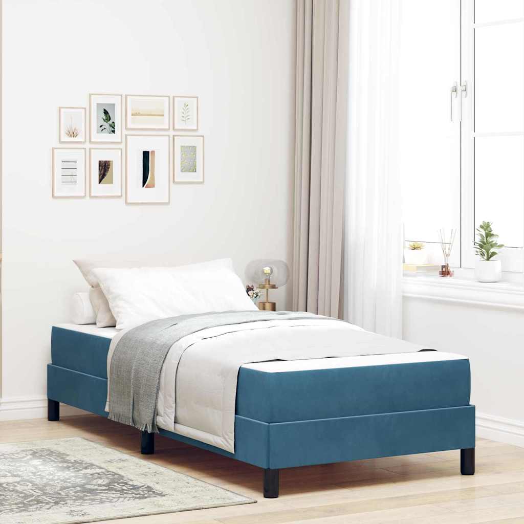 Box spring seng med madras Mørk blå 100 x 220 cm Stof
