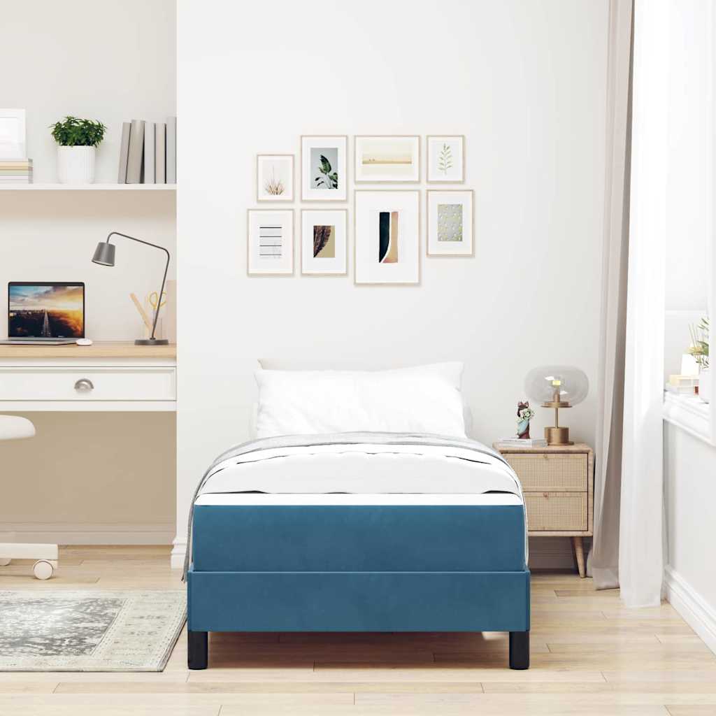 Box spring seng med madras Mørk blå 100 x 220 cm Stof