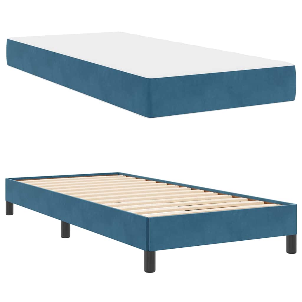 Box spring seng med madras Mørk blå 100 x 220 cm Stof