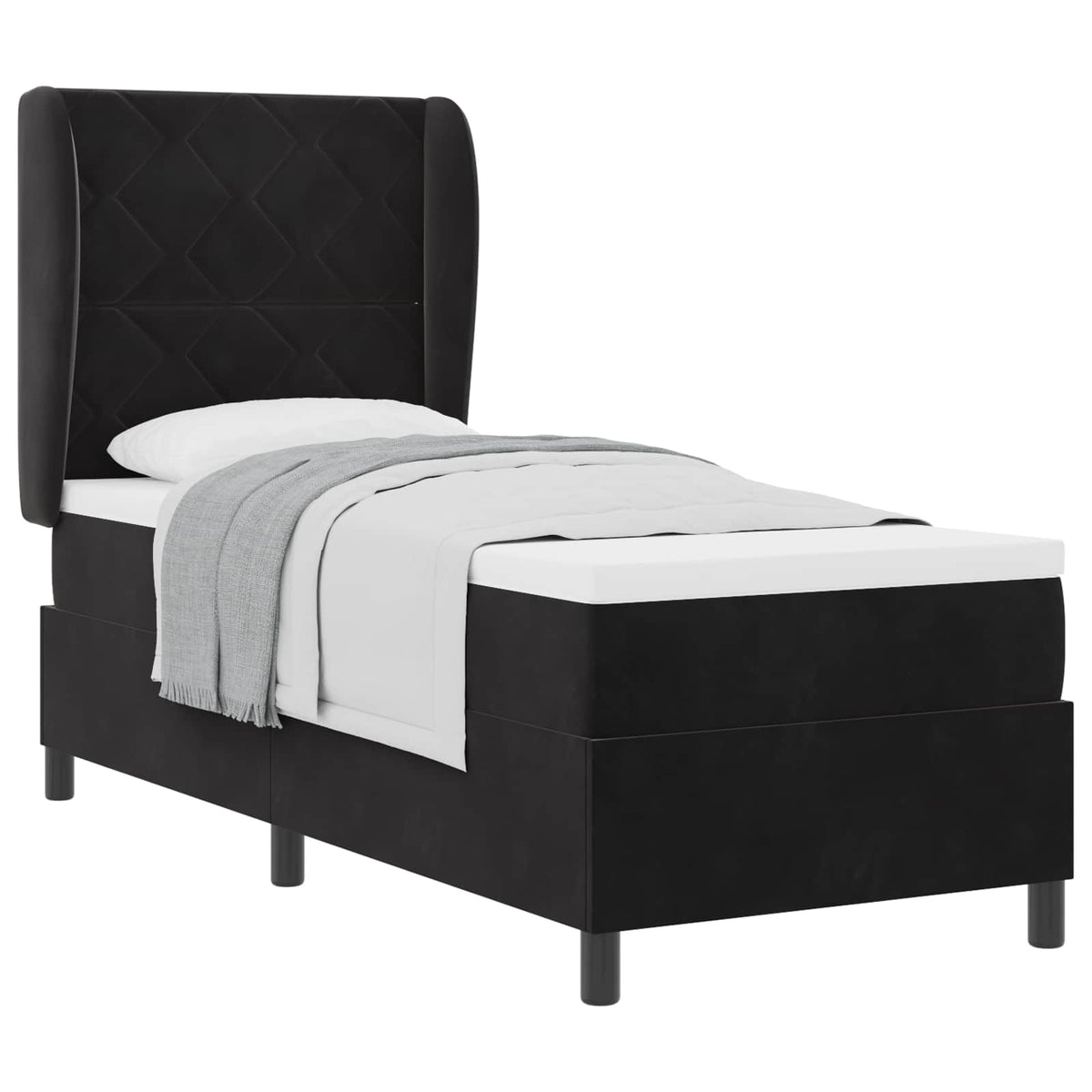 Box spring seng med hovedgærde Sort 200 x 80 cm Fløjl