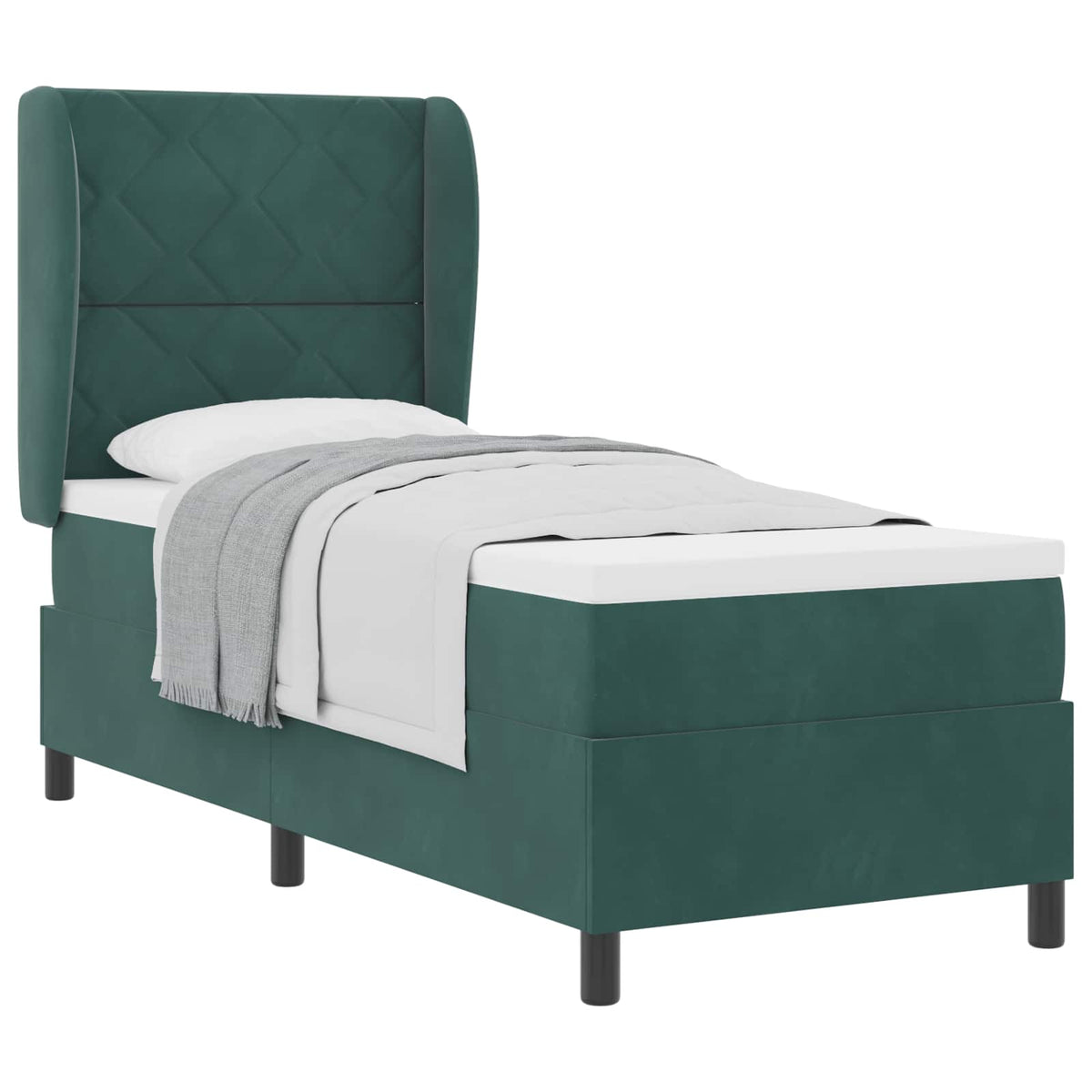 Box spring seng med hovedgærde Mørkegrøn 200 x 80 cm Fløjl