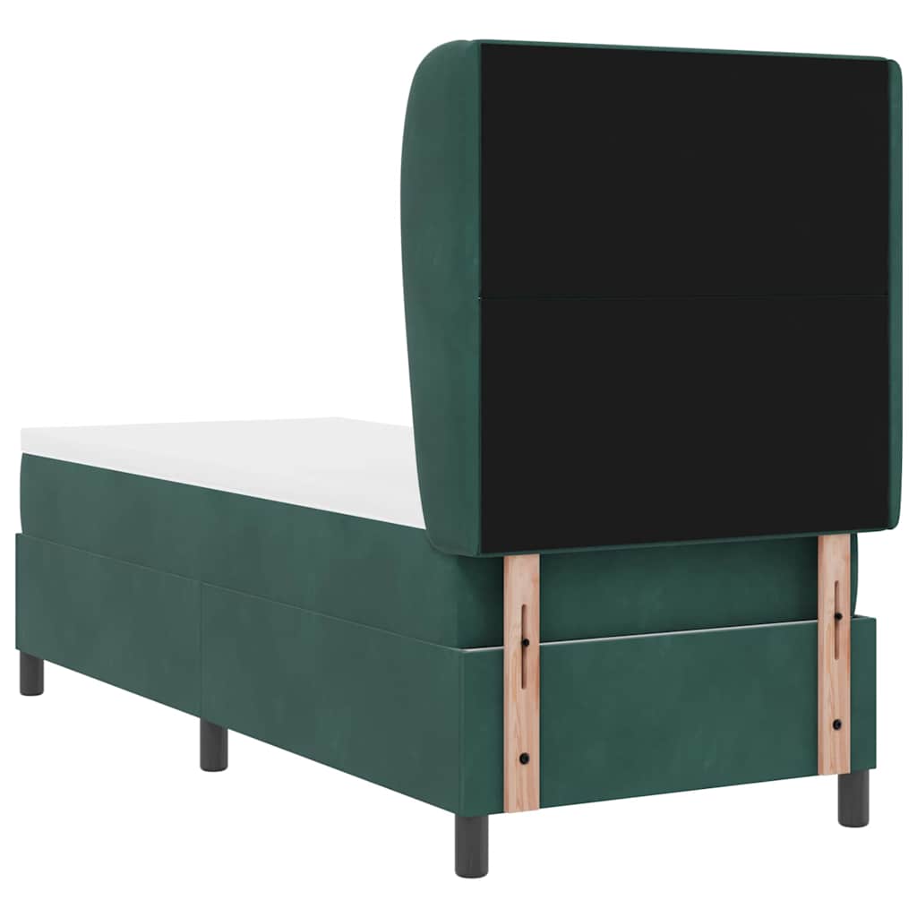 Box spring seng med hovedgærde Mørkegrøn 200 x 80 cm Fløjl