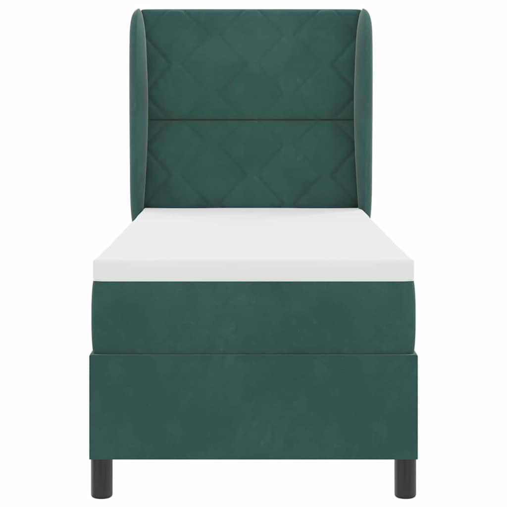 Box spring seng med hovedgærde Mørkegrøn 200 x 80 cm Fløjl