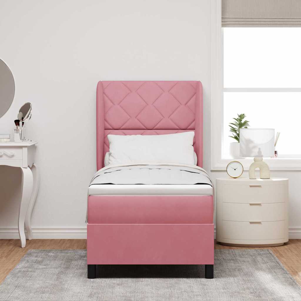 Box spring seng med hovedgærde Lyserød 200 x 80 cm Fløjl