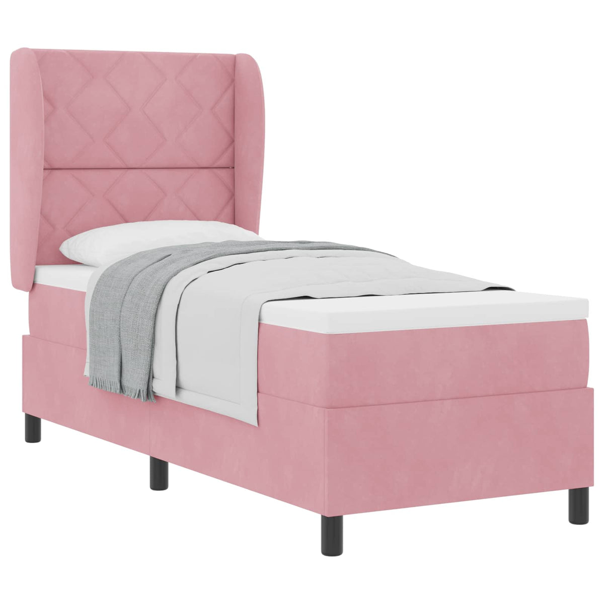 Box spring seng med hovedgærde Lyserød 200 x 80 cm Fløjl