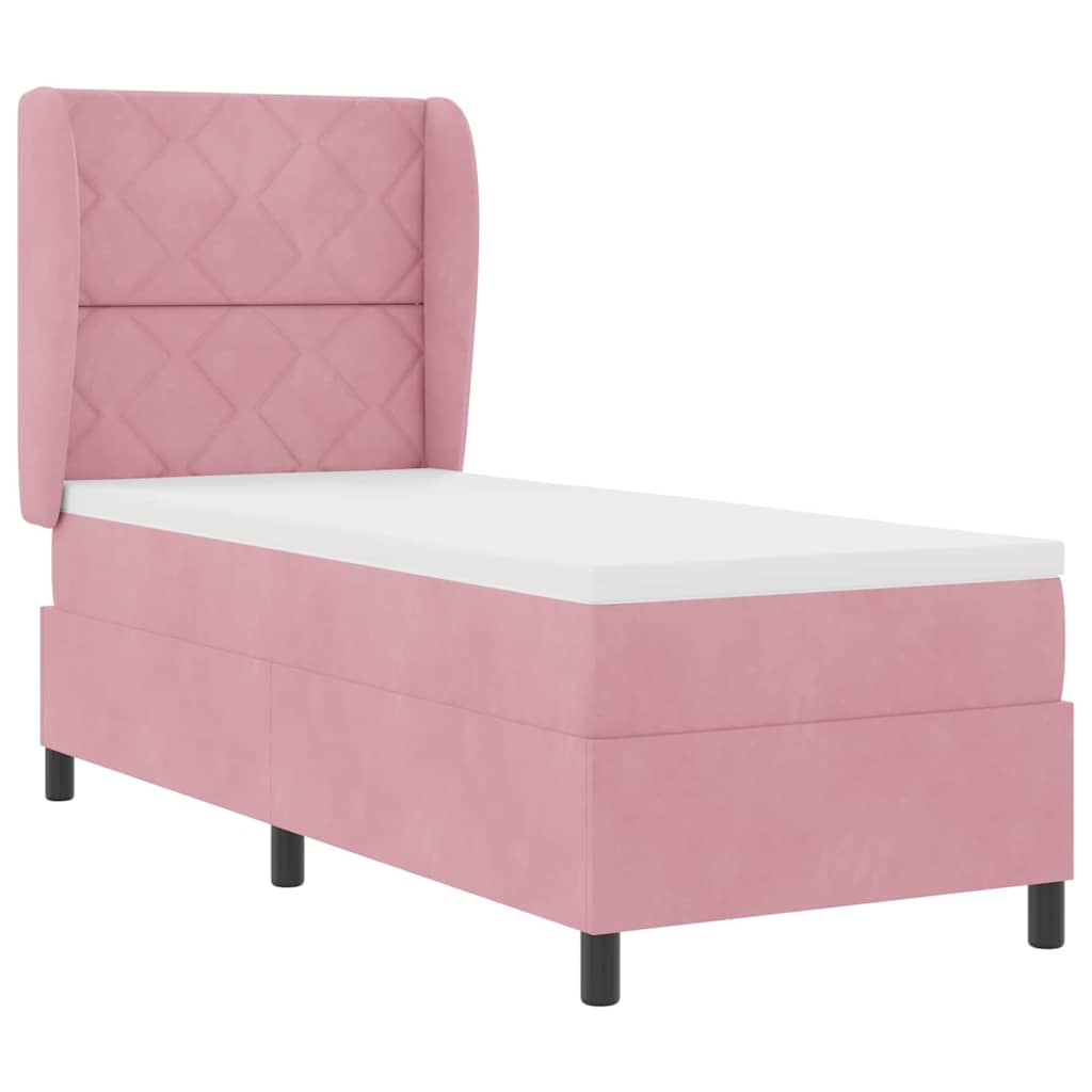 Box spring seng med hovedgærde Lyserød 200 x 80 cm Fløjl