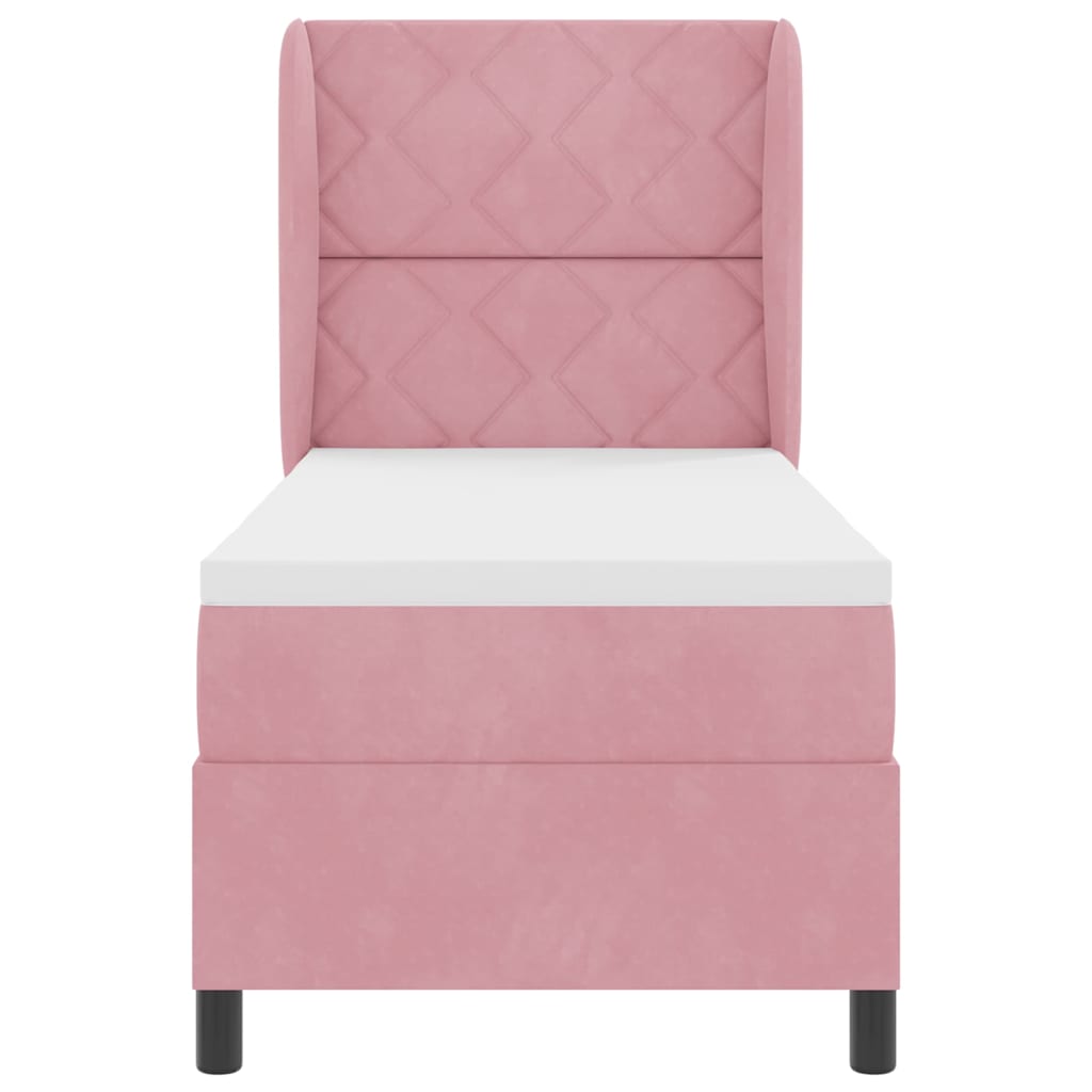 Box spring seng med hovedgærde Lyserød 200 x 80 cm Fløjl