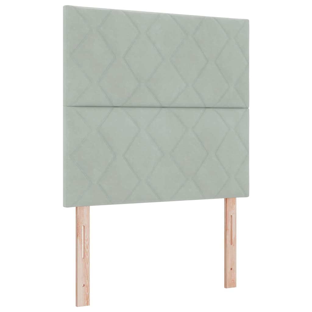 Box spring seng med hovedgærde Lysegrå 190 x 90 cm Fløjl