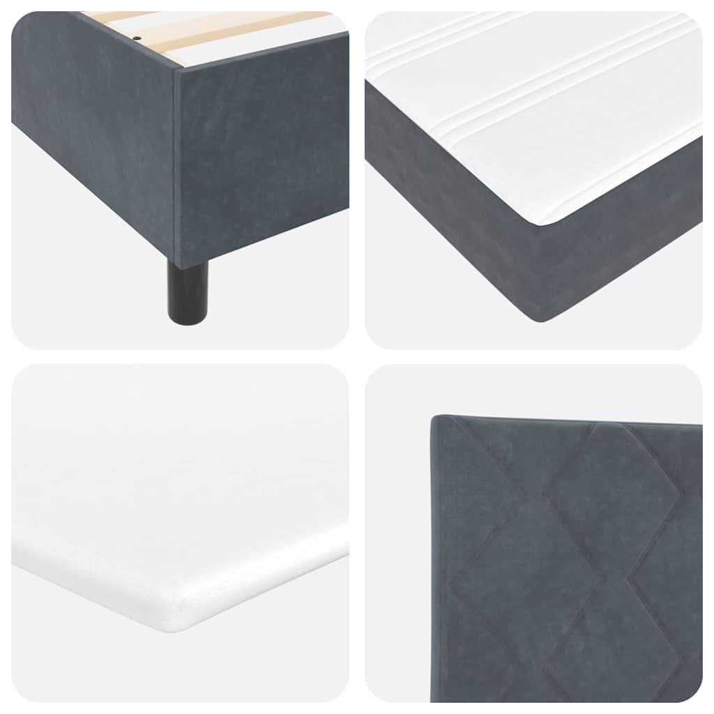 Box spring seng med pude Mørkegrå 190 x 90 cm Fløjl