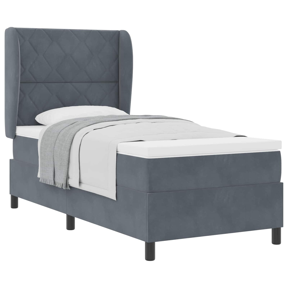 Box spring seng med pude Mørkegrå 190 x 90 cm Fløjl