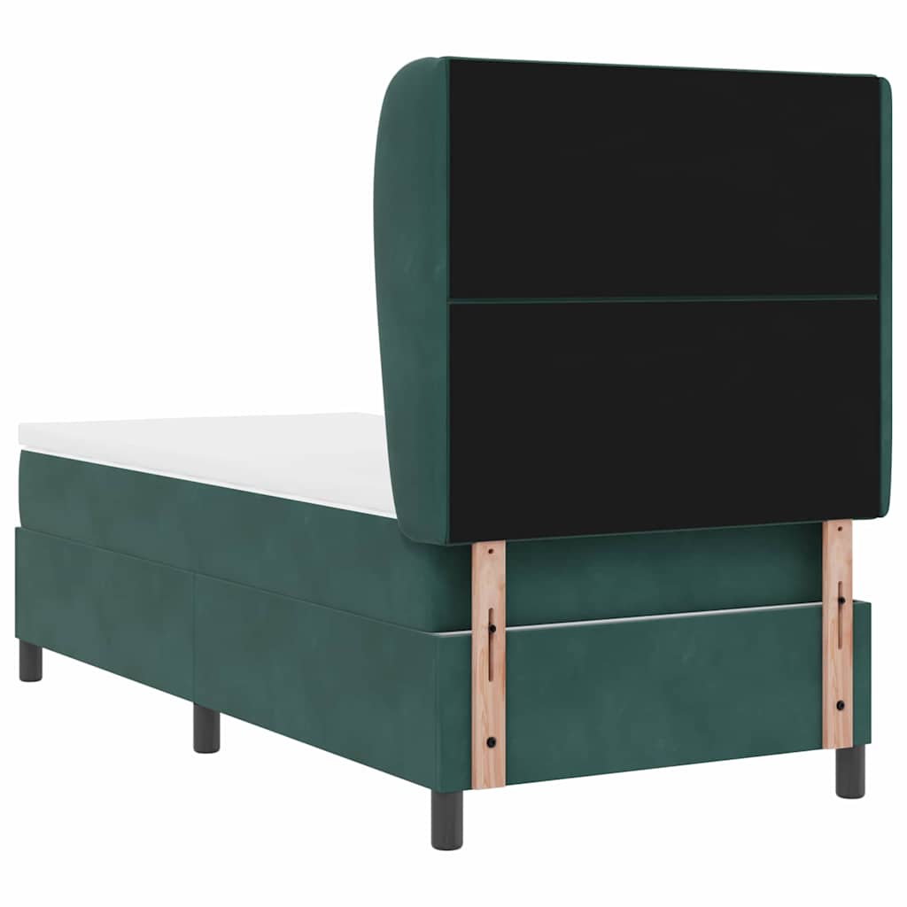Box spring seng med hovedgærde Mørkegrøn 190 x 90 cm Fløjl