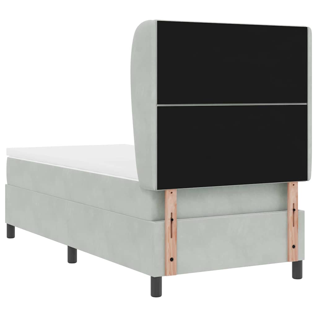 Box spring seng med hovedgærde Lysegrå 200 x 90 cm Fløjl