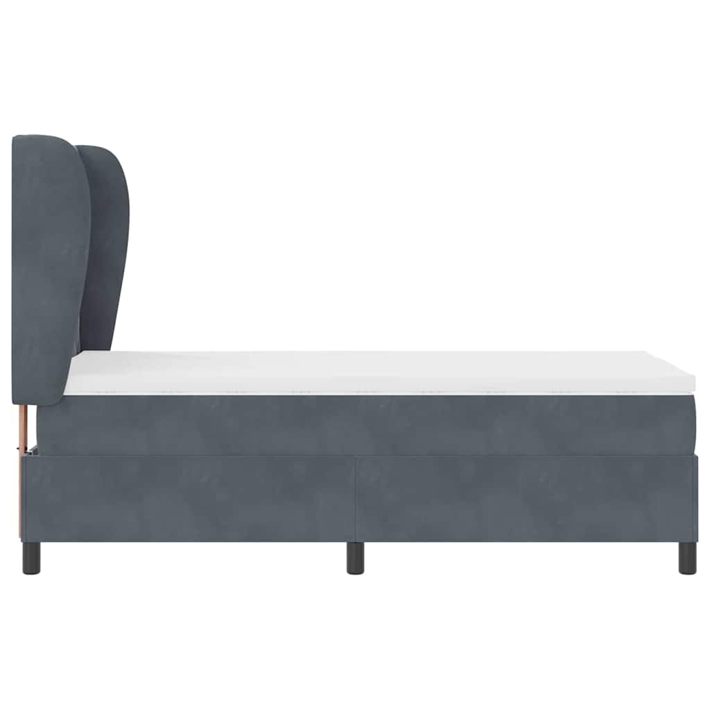 Box spring seng med hovedgærde Mørkegrå 200 x 100 cm Fløjl
