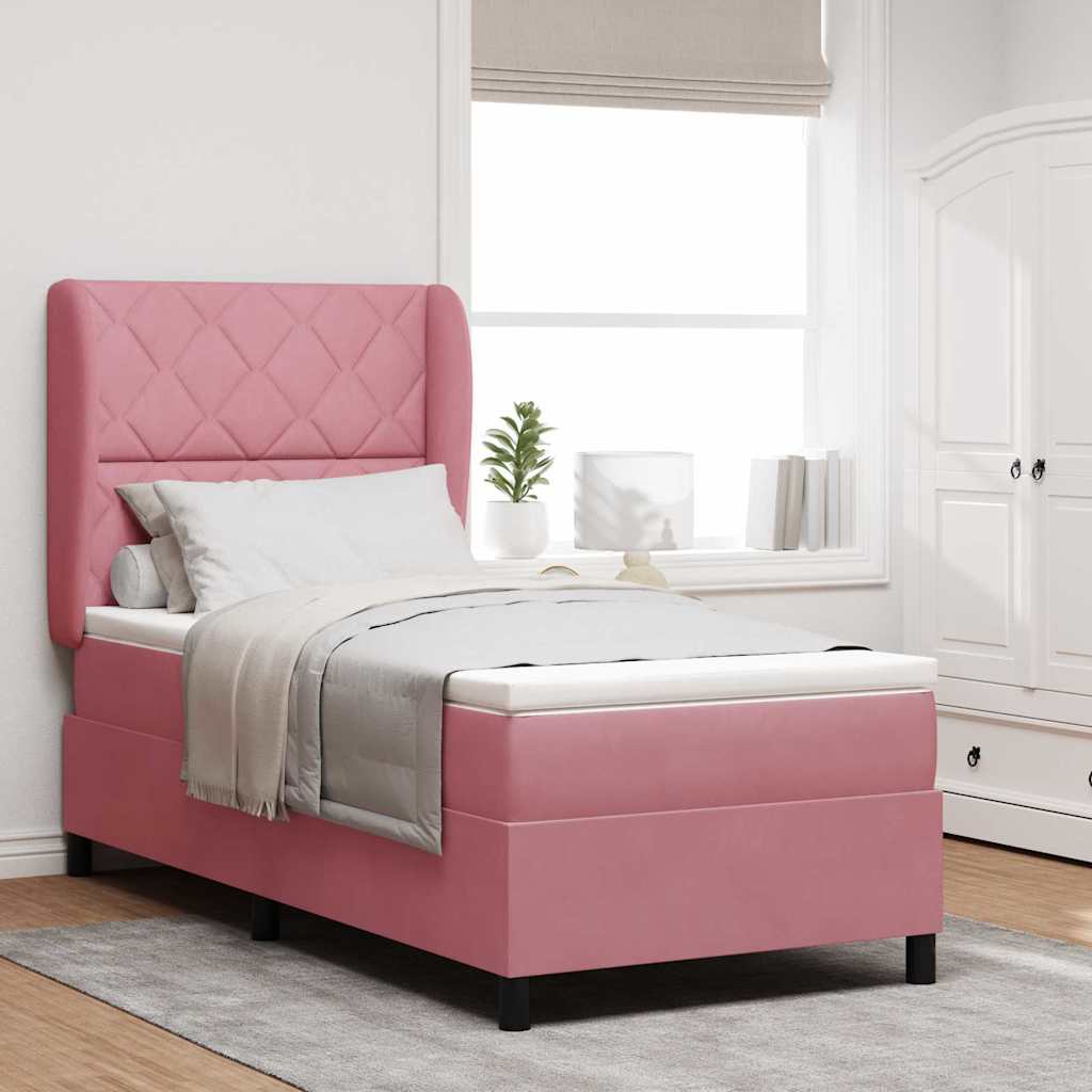 Box spring seng med hovedgærde Lyserød 200 x 100 cm Fløjl