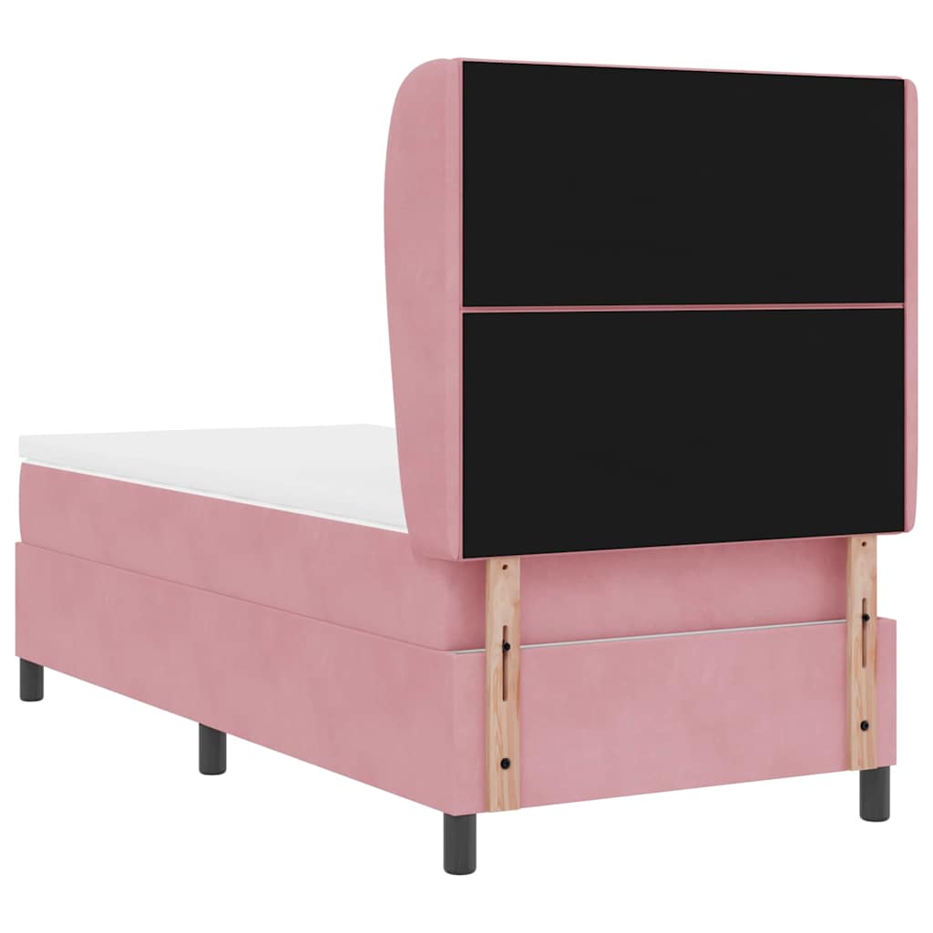 Box spring seng med hovedgærde Lyserød 200 x 100 cm Fløjl