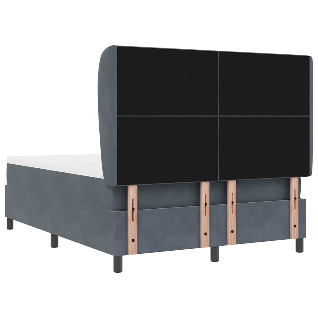 Box spring seng med hovedgærde Mørkegrå 200 x 140 cm Fløjl