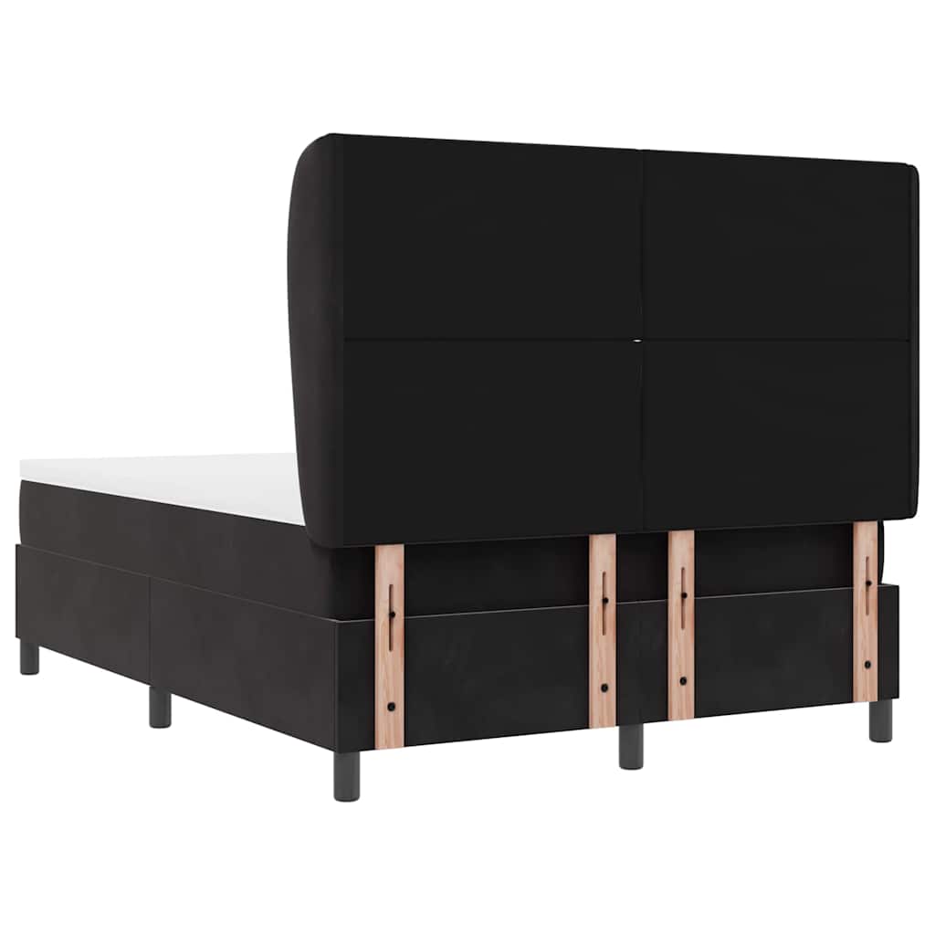 Box spring seng med hovedgærde Sort 200 x 140 cm Fløjl