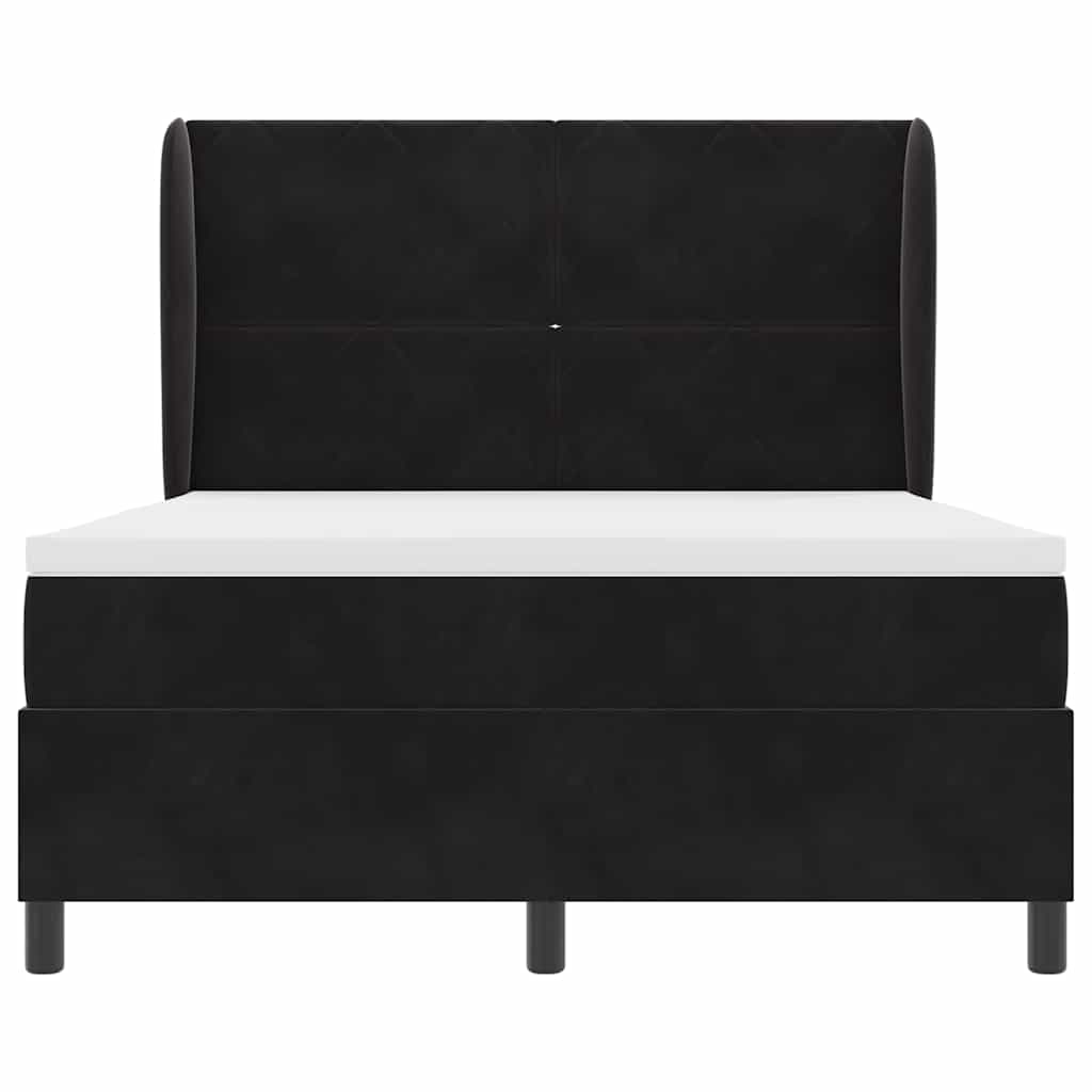 Box spring seng med hovedgærde Sort 200 x 140 cm Fløjl