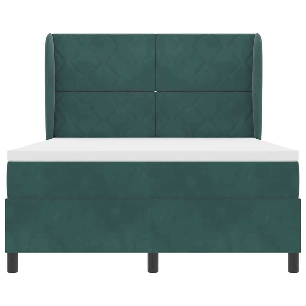 Box spring seng med hovedgærde Mørkegrøn 200 x 140 cm Fløjl
