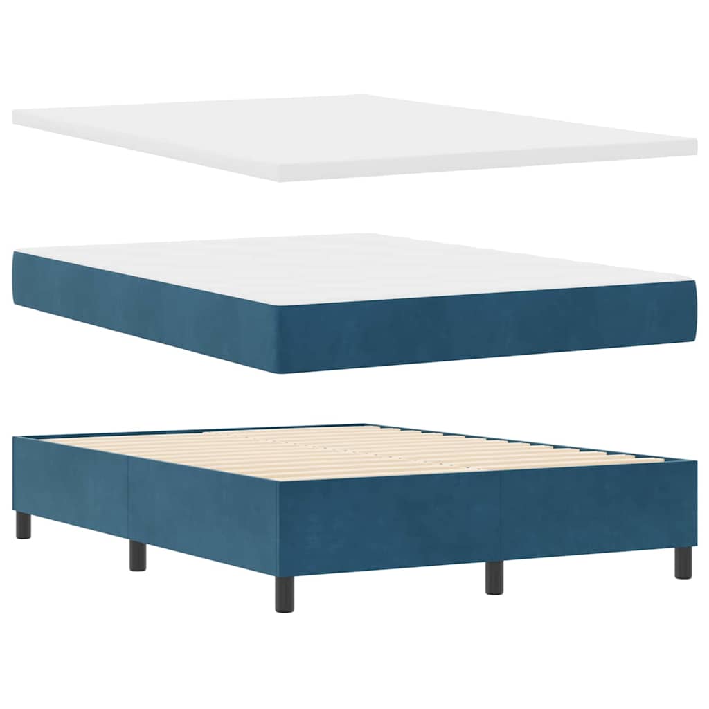 Box spring seng med hovedgærde Mørk blå 200 x 140 cm Fløjl