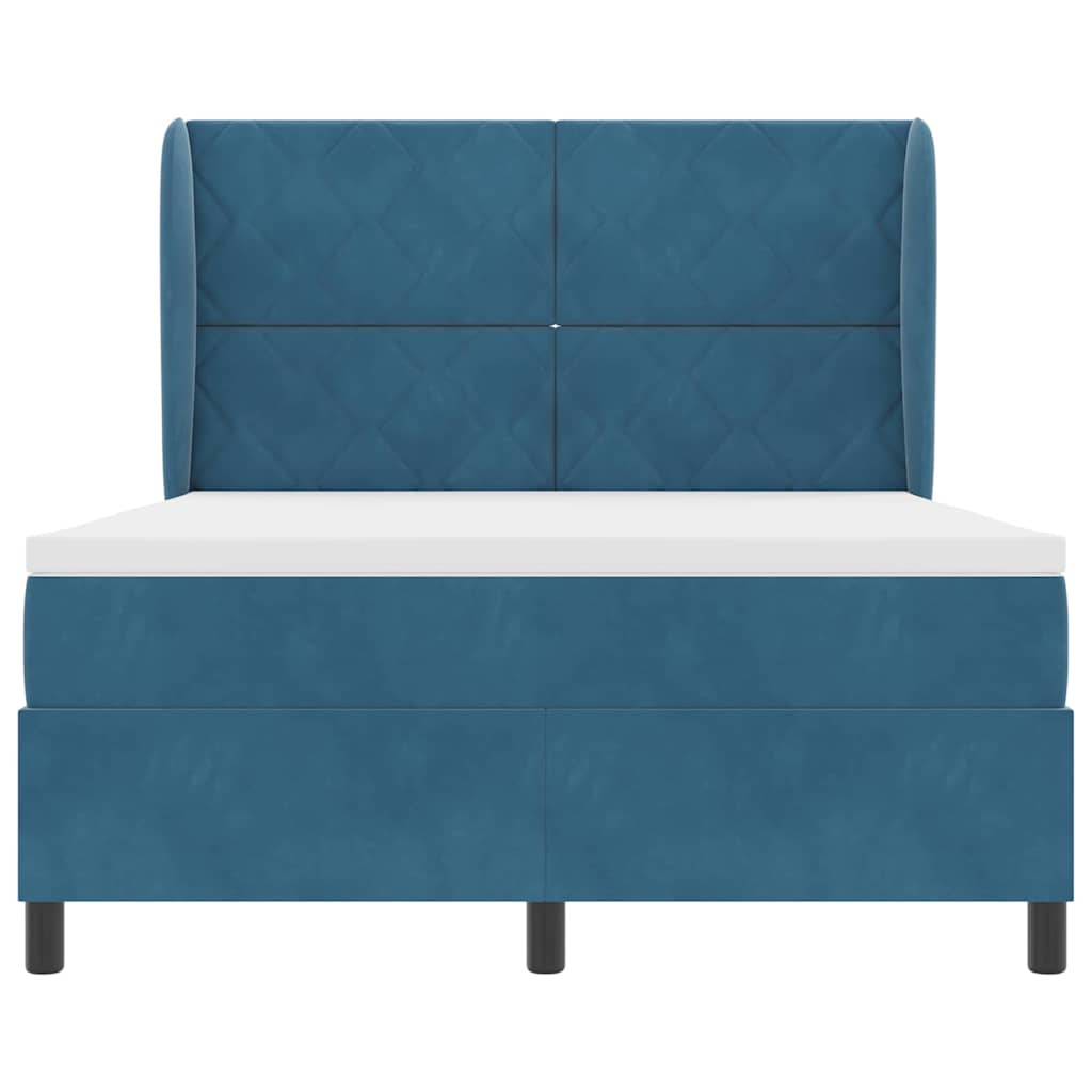 Box spring seng med hovedgærde Mørk blå 200 x 140 cm Fløjl