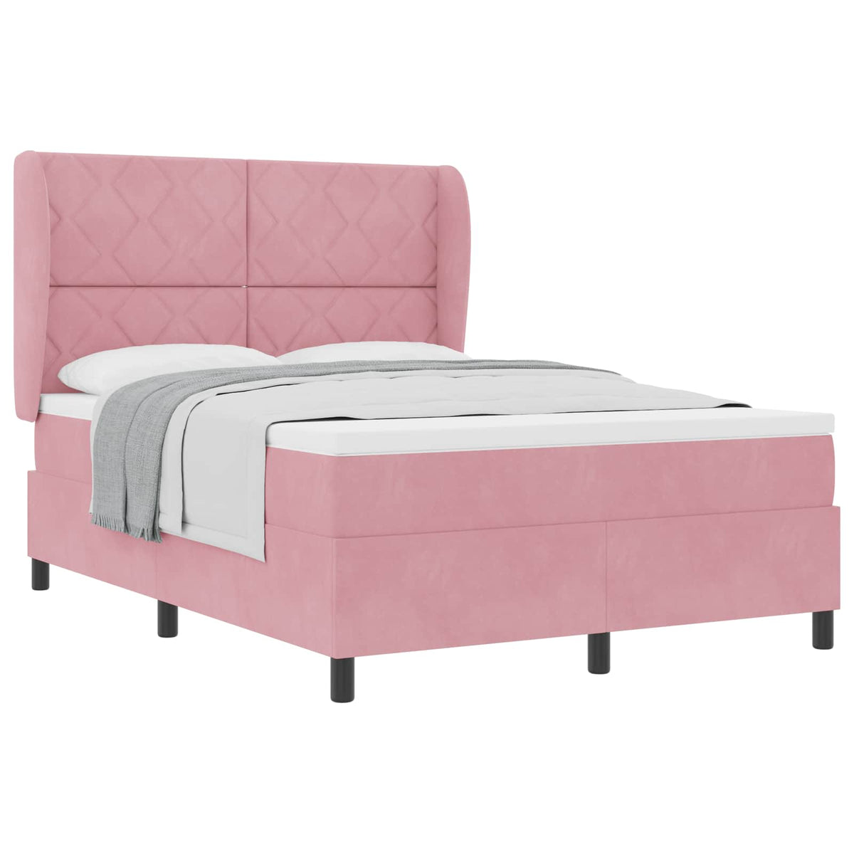 Box spring seng med hovedgærde Lyserød 200 x 160 cm Fløjl
