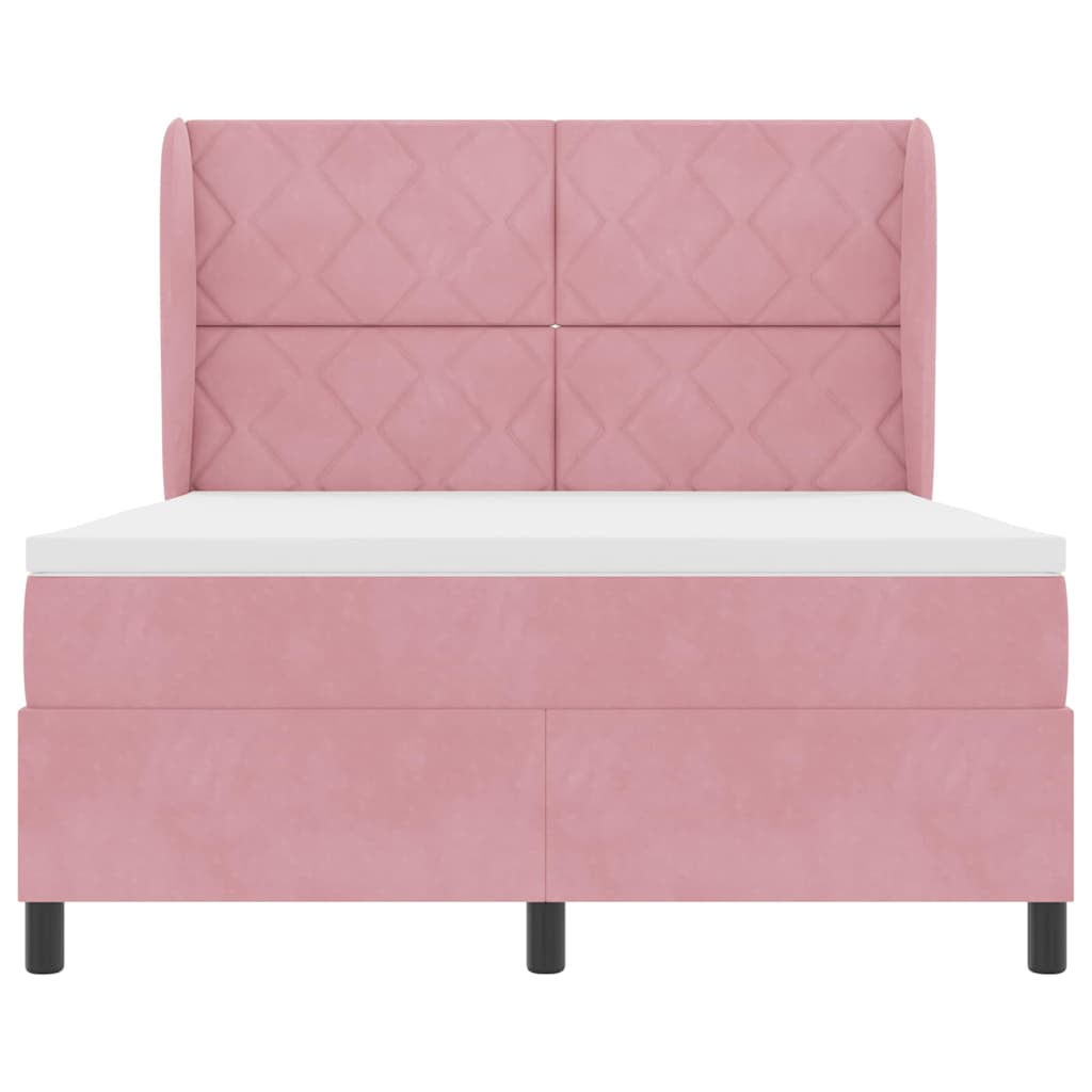 Box spring seng med hovedgærde Lyserød 200 x 160 cm Fløjl