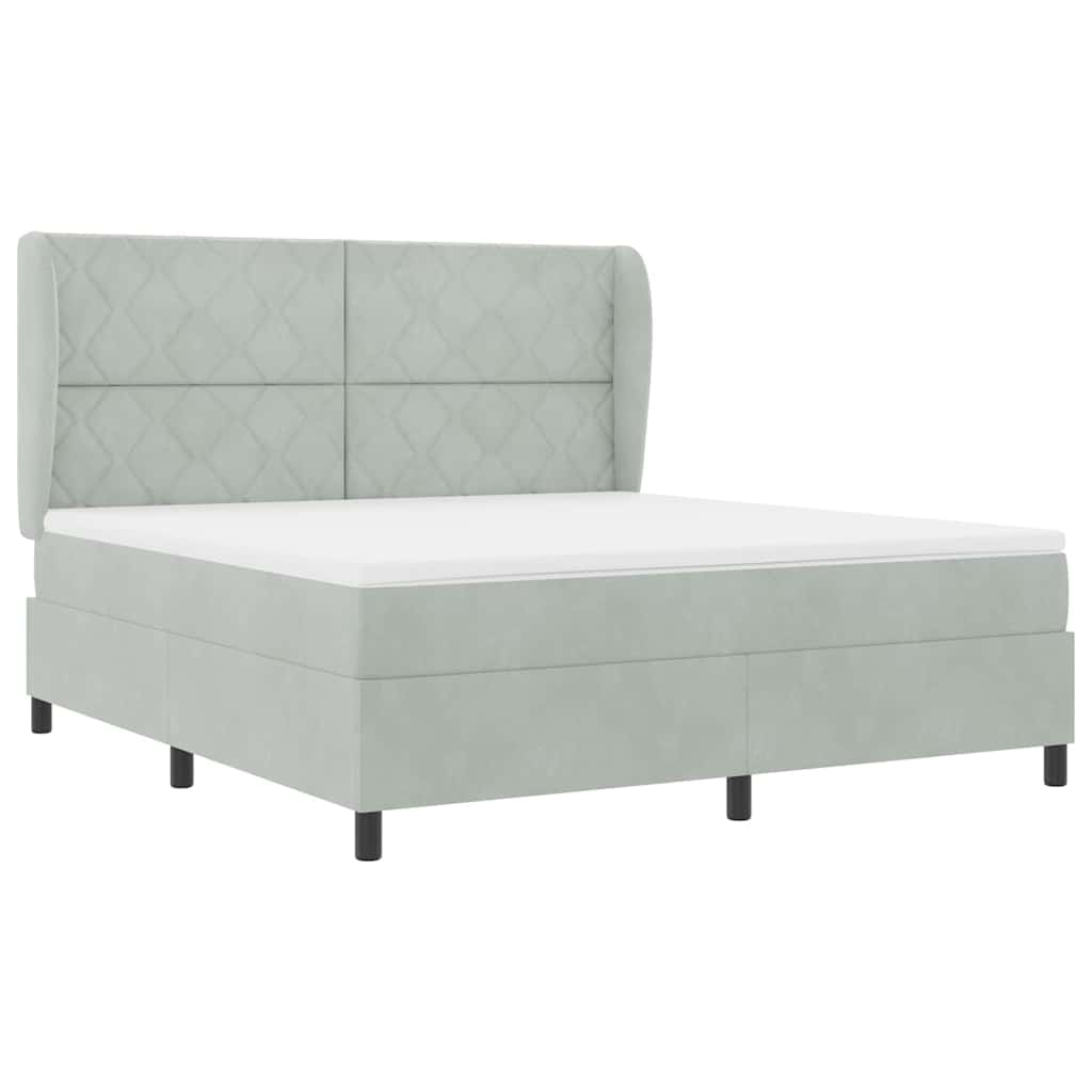 Box spring seng med hovedgærde Lysegrå 200 x 180 cm Fløjl