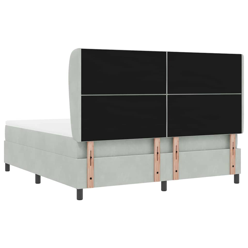 Box spring seng med hovedgærde Lysegrå 200 x 180 cm Fløjl
