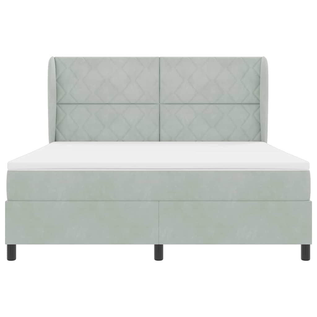 Box spring seng med hovedgærde Lysegrå 200 x 180 cm Fløjl